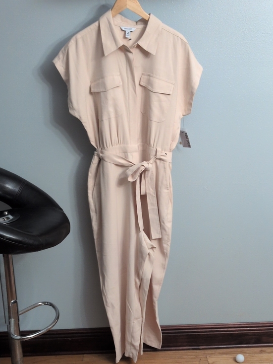 Nine West Pants - Nine West Soft Blush/Beige Button-Up One Piece Dressy Jumpsuit
